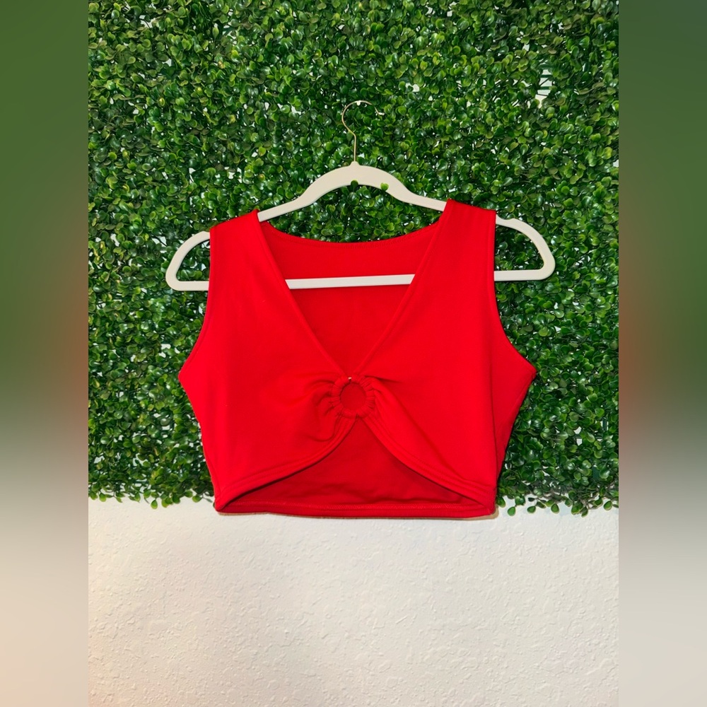 Red Crop Top with Ring Centerpiece